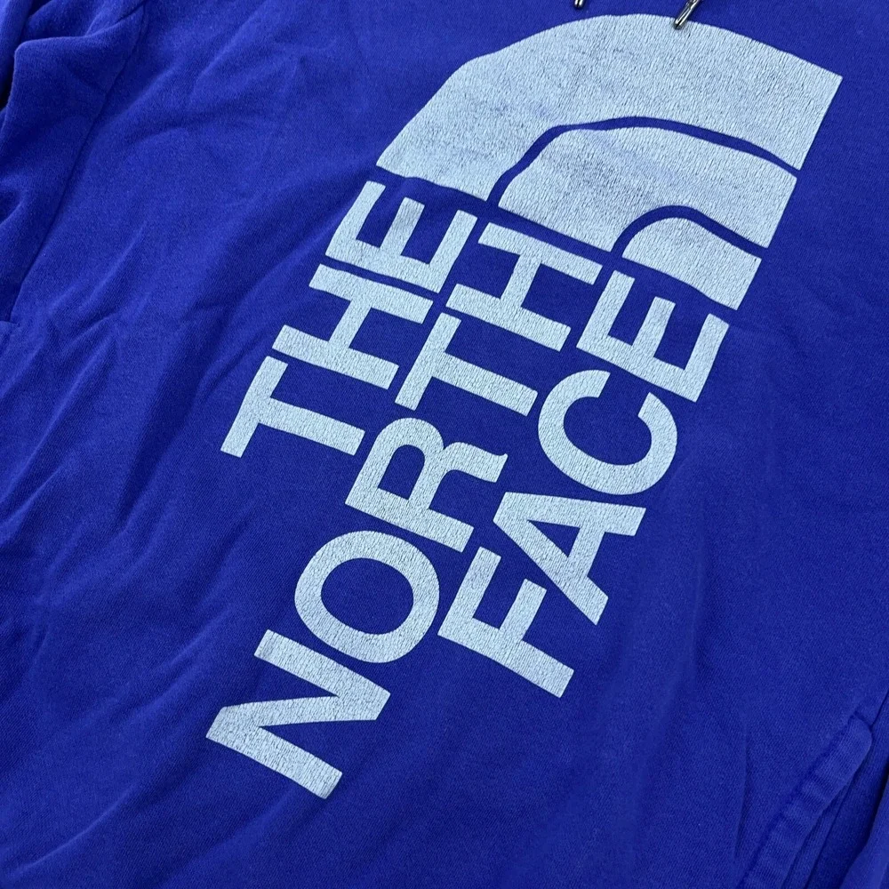 North‎ Face Sweatshirt Men Medium Purple Gray Hoodie Sweater Spell Out Hiking *